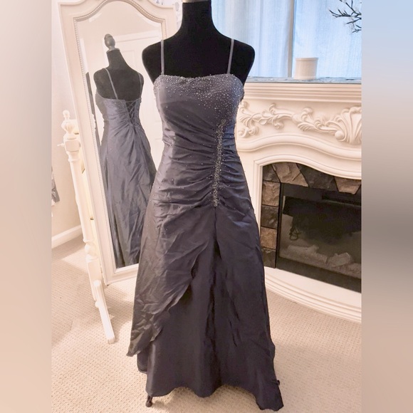 Yves Calin Dark Blue Evening/ Prom Dress/ Gown - Picture 2 of 8